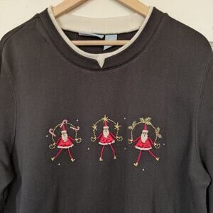 Liz & Me Vintage 1990s Y2K Black Christmas Santa Claus Sweatshirt Size 1X